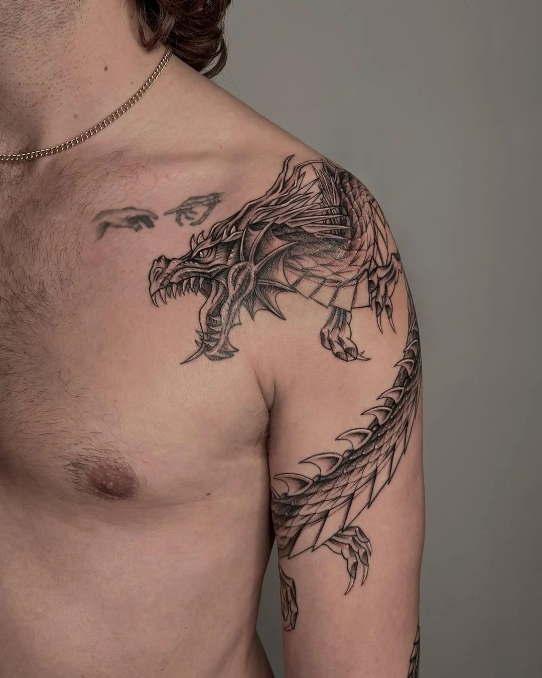 Extra large Japanese dragon tattoo in black and grey by Tara Jang Dublin