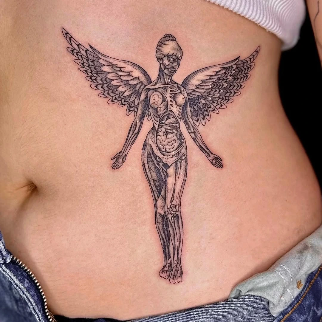 Black and grey Nirvana tattoo at XOXO Dublin