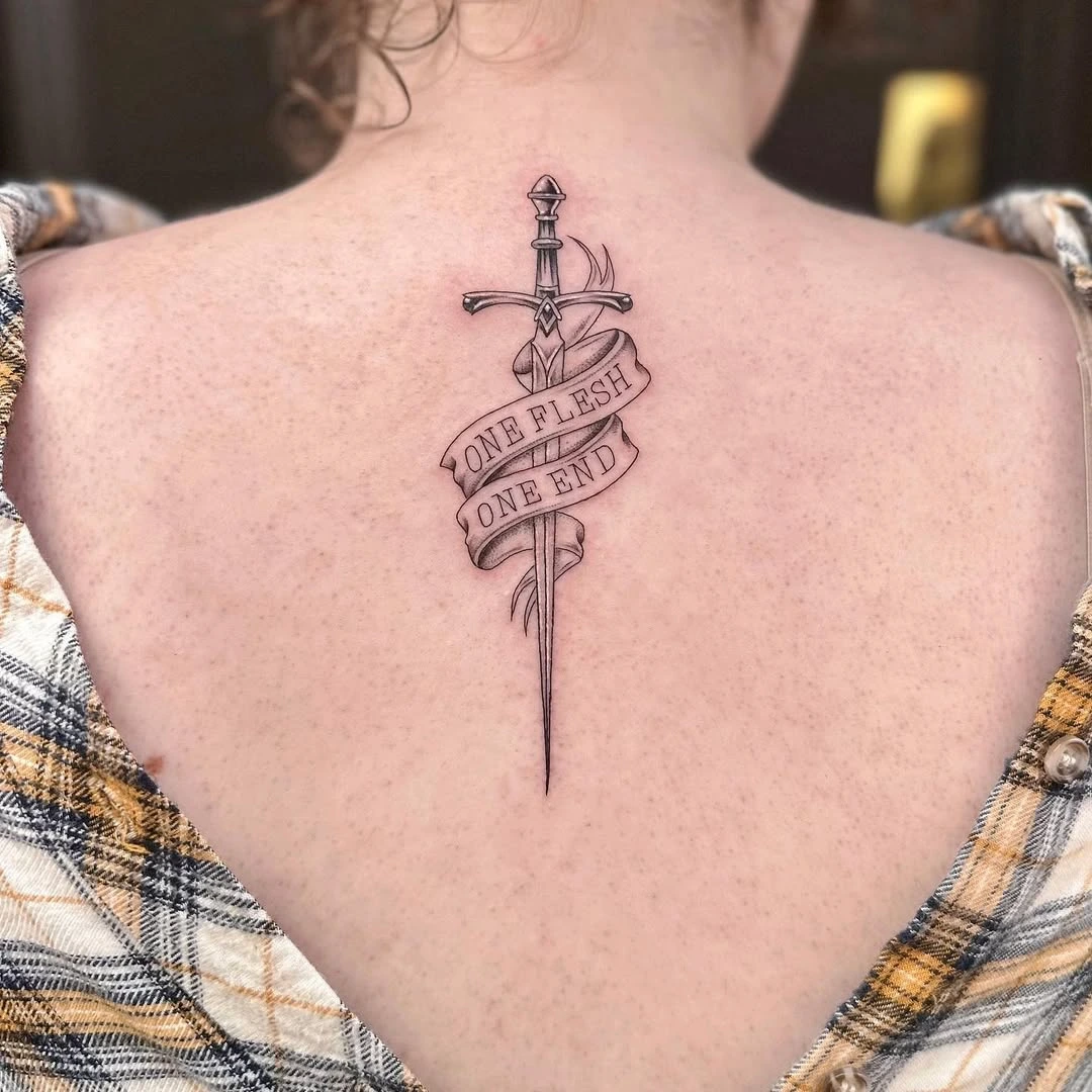 Custom sword tattoo at XOXO Dublin