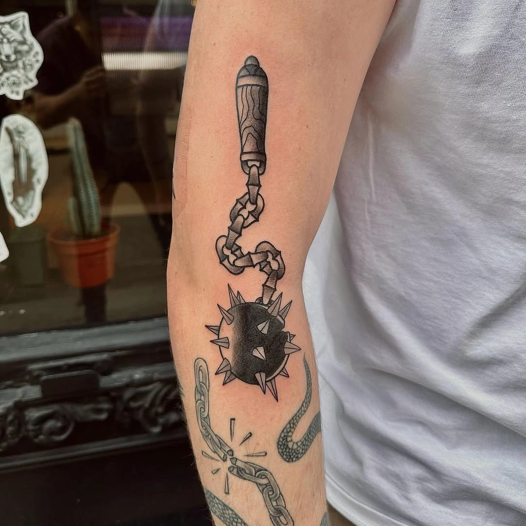 Bold neo-traditional tattoo at XOXO Dublin