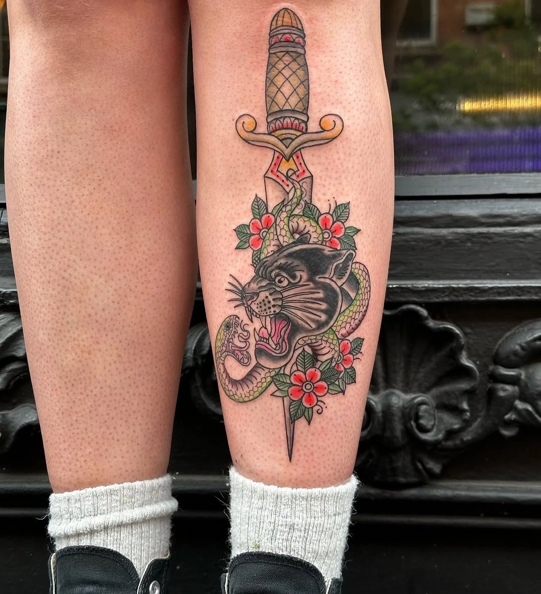 Custom traditional tattoo at XOXO Dublin