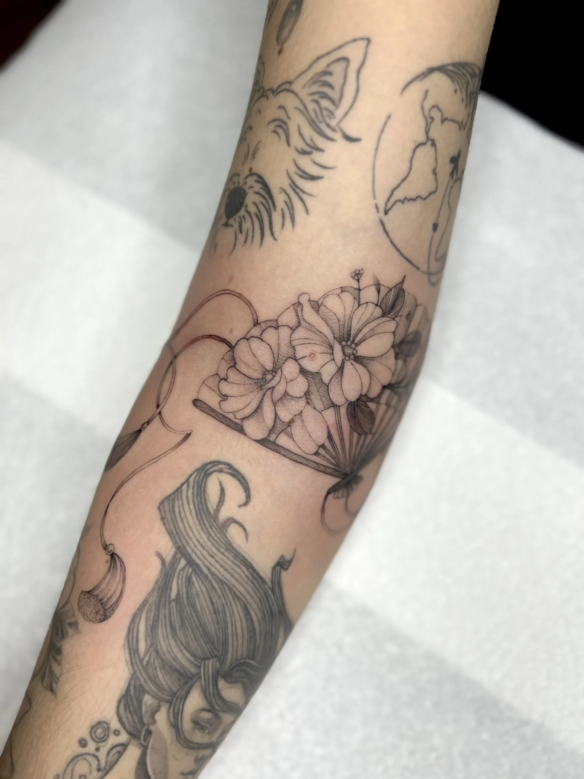 Custom fine line tattoo at XOXO Dublin