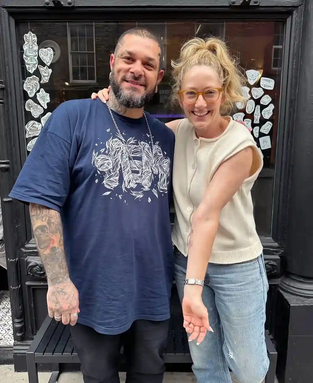 Hollywood actress Judy Greer getting tattooed at XOXO Tattoo Studio Dublin on Capel Street