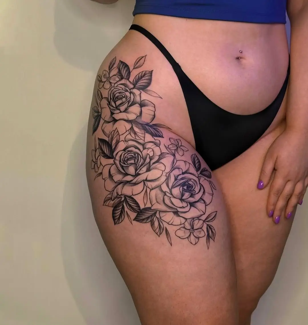 Botanical illustration tattoo at XOXO Dublin