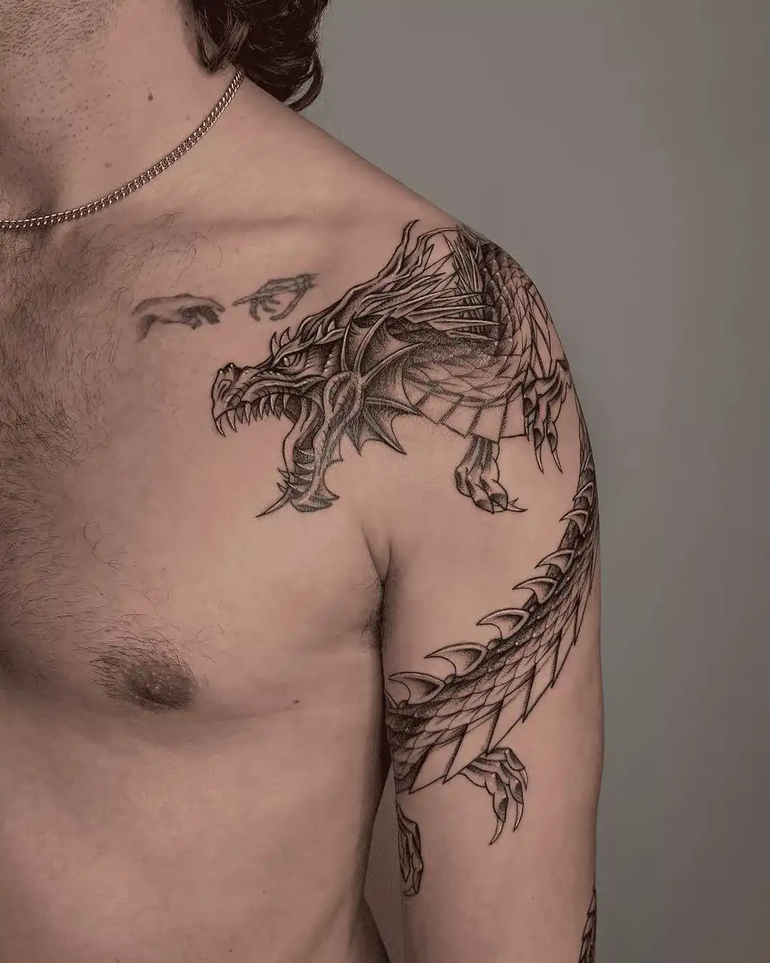 Large black and grey tattoo at XOXO Dublin