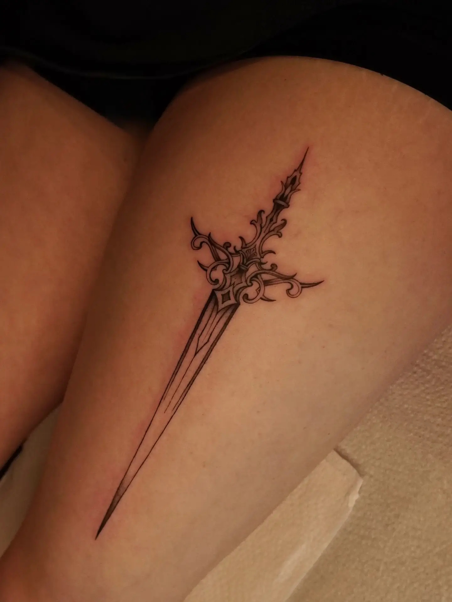 Gothic dagger cross tattoo by Christine Bevilaqua, XOXO Dublin
