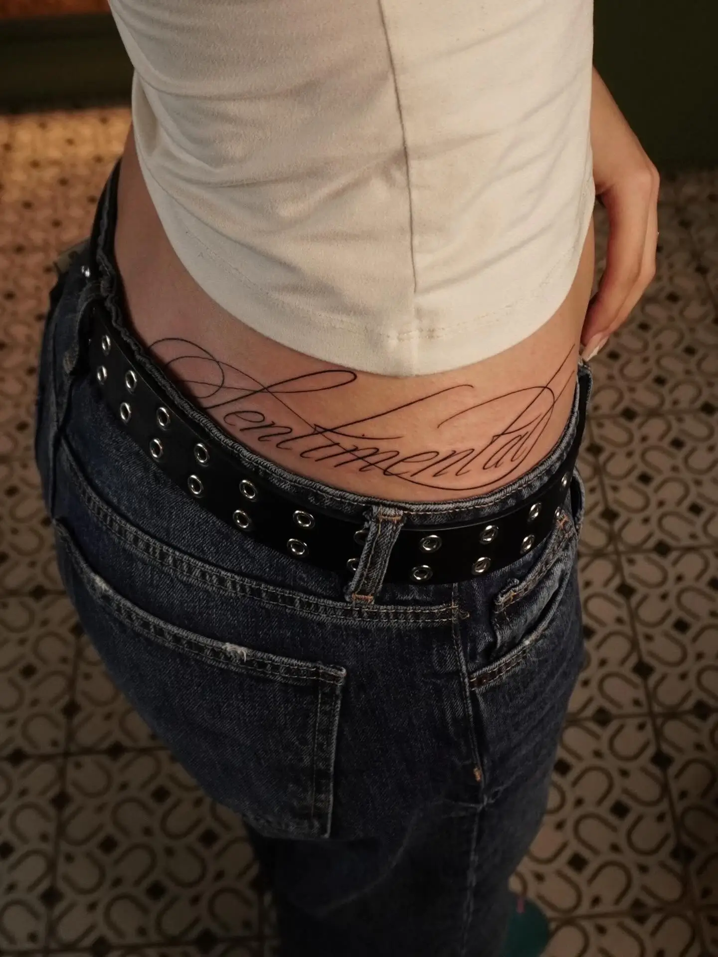 Script lettering tattoo by Christine Bevilaqua, XOXO Tattoo Dublin