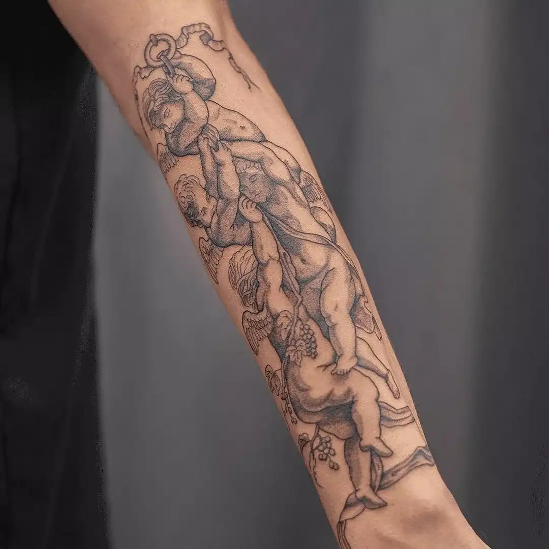 Black and grey custom tattoo at XOXO Dublin