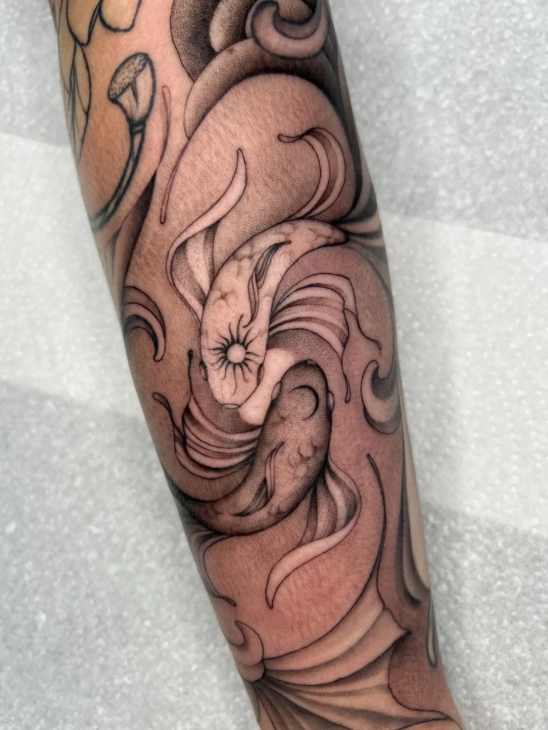 Black and grey nature tattoo at XOXO Dublin