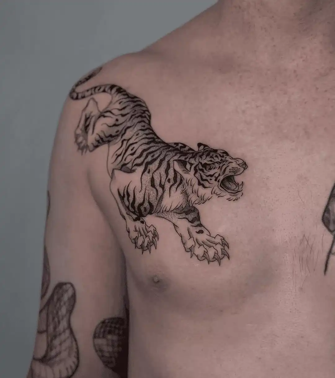 Traditional tiger tattoo at XOXO Dublin